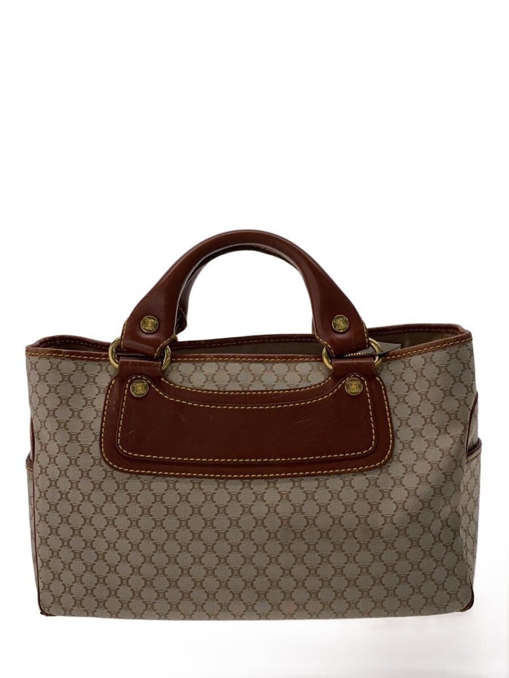 Celine Handbag Macadam Leather Beige Cream All over Brown
